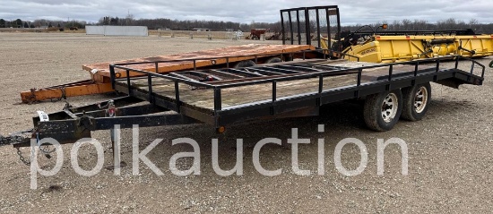 3108 - NOMANCO 14' FLATBED TRAILER w/ 4' BEAVERTAIL - FABRICATED, NO TITLE