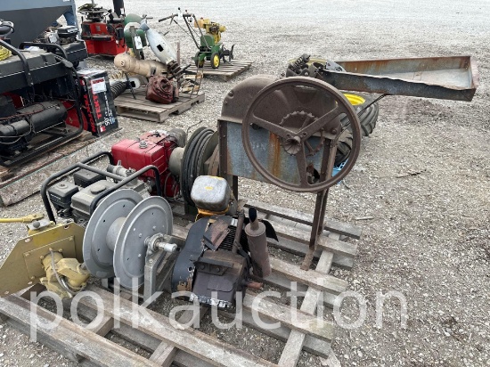 PALLET WITH WATER PUMPS, CORN SHELLER, ENGINES, ETC (WF)