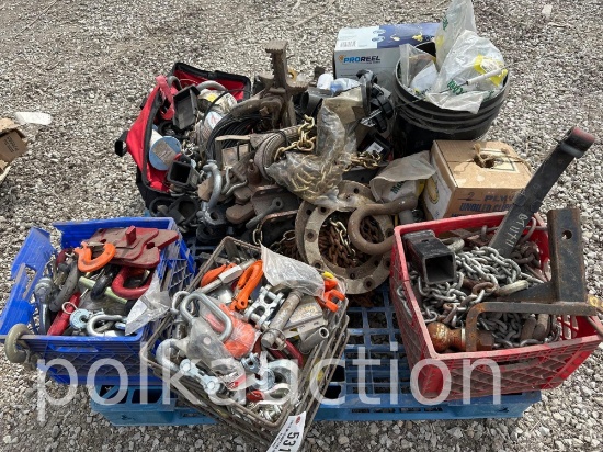 PALLET OF CHAINE, FASTENERS, TOWING EQUIPMENT, ETC (WF)