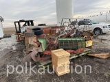 CONTENTS OF SCRAP PILE - BARRELS, RACKS, SHELVING, ETC (WF)