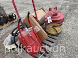 PALLET w/ NEW HOSE REELS, SAND BLASTER & CART (WF)