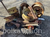 PALLET OF RIMS, DRAWBARS, ETC. (CF)