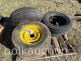 (2) 6.00-16 TIRES, (2) 7.60-15 TIRES ON RIMS (1) 9.5L-14 TIRE ON RIMS (CF)