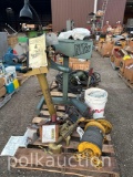 PALLET OF MISC. SHOP SUPPLIES w/ ELLIS BELT GRINDER (CF)