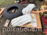 (1) 7.50-18SL GOODYEAR TIRE, LARGE ROPE, ETC. (CF)