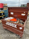STEEL JOB BOX w/ MISC. TRACTOR PARTS (CF)
