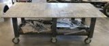 4' x 8' HEAVY DUTY STEEL WELDING TABLE ON CASTERS