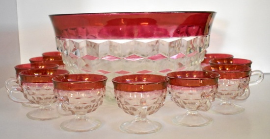 WHITEHALL RUBY FLASHED PUNCHBOWL SET