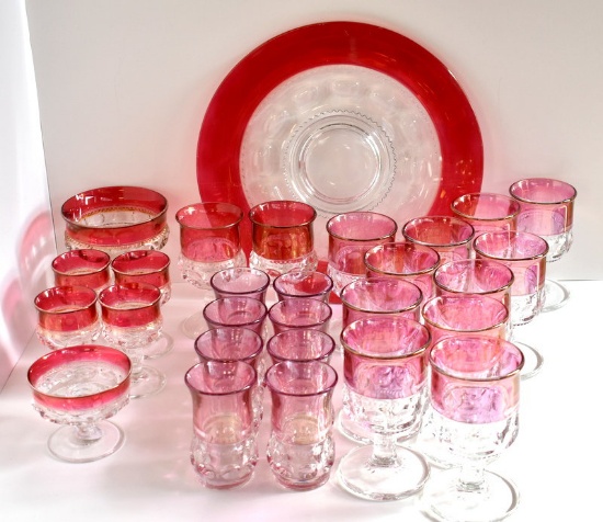 ASSORTED RUBY FLASHED "KING'S CROWN" GLASSWARE