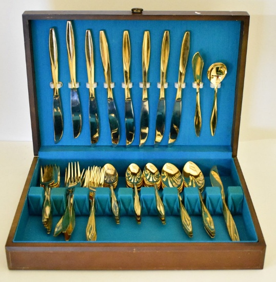 NATIONAL STAINLESS GOLD ELECTROPLATED FLATWARE