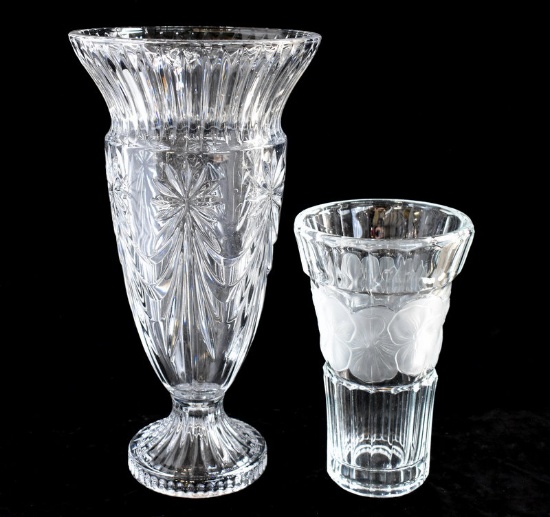 TWO CRYSTAL VASES