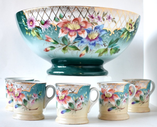 ANTIQUE CHINA PUNCH SET (CHARITY LOT)