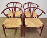 SET OF 4 HANS WEGNER WISHBONE CHAIRS