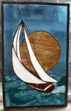 SAILBOAT STAINED GLASS WINDOW