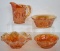 FOUR PIECES OF MARIGOLD CARNIVAL GLASS