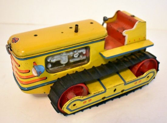 VINTAGE GAMA TIN LITHO TOY TRACTOR CATERPILLAR
