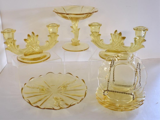 ASSORTED TOPAZ FOSTORIA "BAROQUE" GLASSWARE