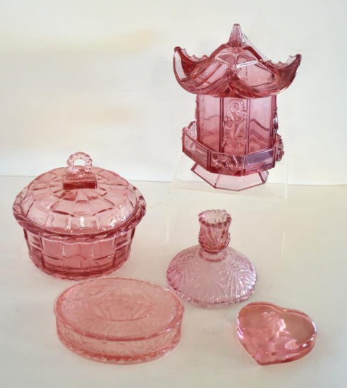 ASSORTED PINK GLASSWARE