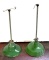 TWO VINTAGE GREEN INDUSTRIAL LIGHTS