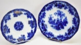 TWO FLOW BLUE CHINA PLATES