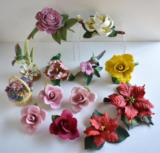 ASSORTED PORCELAIN FLOWERS