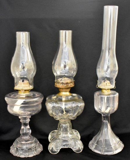 THREE KEROSENE OIL LAMPS