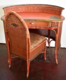 1920s WICKER DESK AND CHAIR