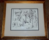 FRAMED EBERLE CHARCOAL DRAWING