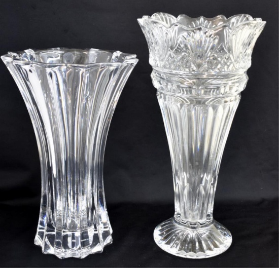 TWO LARGE CRYSTAL VASES