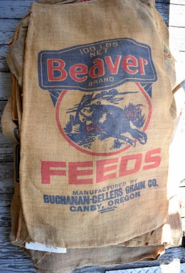 39 ASSORTED BURLAP FEED SACKS