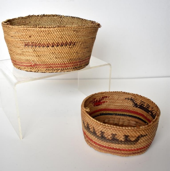 TWO ANTIQUE MAKAH TRIBE BASKETS