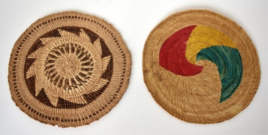 TWO ANTIQUE NATIVE AMERICAN BASKET MATS