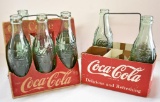 ANTIQUE COCA-COLA SIX-PACK HOLDERS & BOTTLES