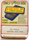 LAX-ETS LAXATIVES ADVERTISING TIN MATCH HOLDER