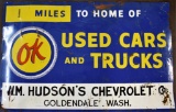 WM. HUDSON'S CHEVROLET CO. ENAMEL SIGN