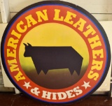 AMERICAN LEATHERS & HIDES WOODEN SIGN