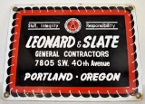 LEONARD & SLATE GENERAL CONTRACTORS ADVERTING SIGN