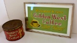 GOLDEN WEST COFFEE ADVERTISING SIGN & CAN