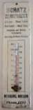 SCHATZ EQUIPMENT WOODEN ADVERTISING THERMOMETER