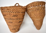 TWO ANTIQUE SILETZ TRIBE CONE SHAPED BASKETS