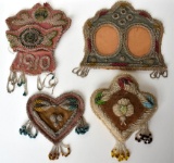 FOUR PIECES OF ANTIQUE IROQUOIS TRIBE BEADED WHIMS