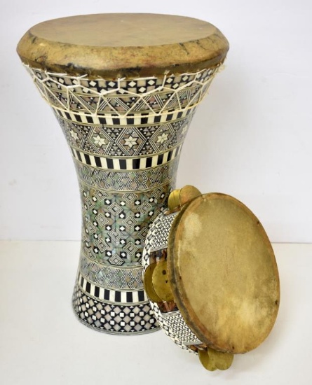EGYPTIAN MOTHER-OF-PEARL INLAID MUSICAL INSTRUMENT