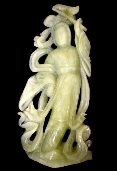 ANTIQUE CHINESE JADE GUANYIN FIGURE