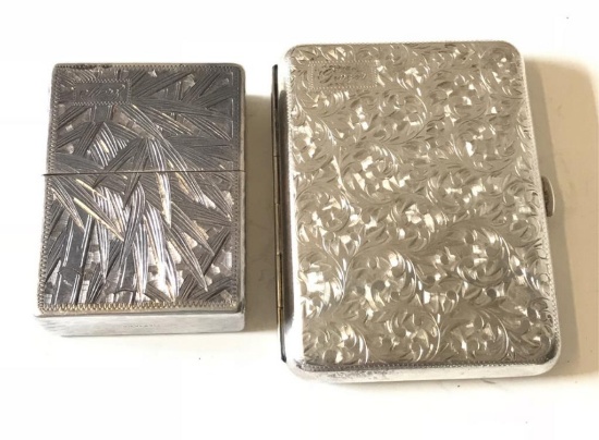 TWO STERLING SILVER CIGARETTE CASES