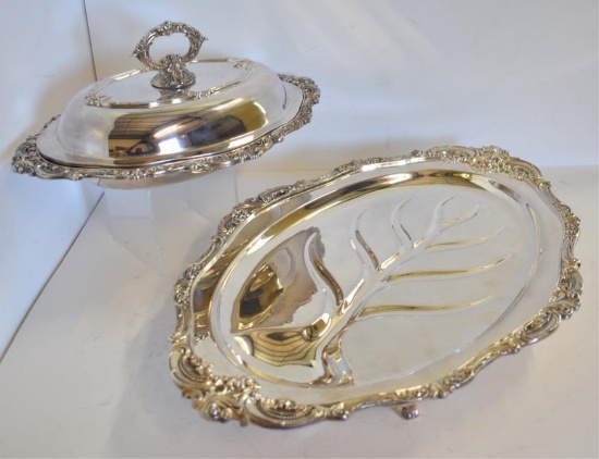 TWO WALLACE "BAROQUE" SERVING DISHES