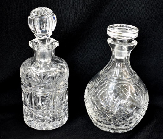 TWO GLASS DECANTERS