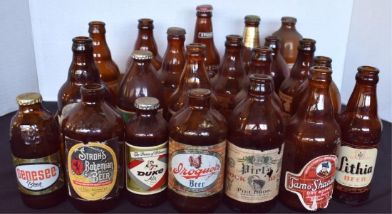 23 VINTAGE AMBER BEER BOTTLES