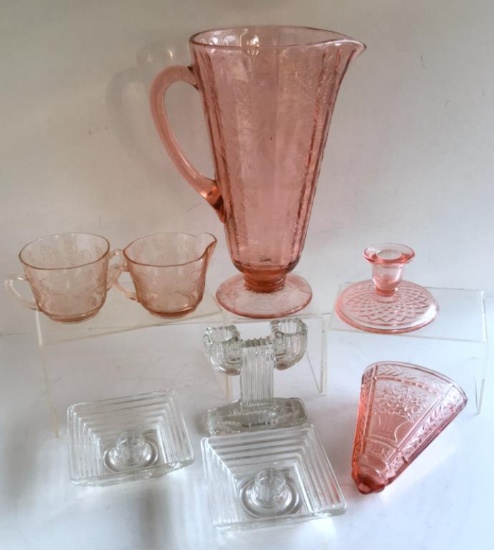 ASSORTED PINK DEPRESSION GLASS & MORE