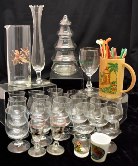 ASSORTED GLASSWARE & BARWARE