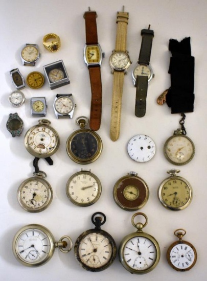 ANTIQUE MEN'S POCKET & WRIST WATCHES